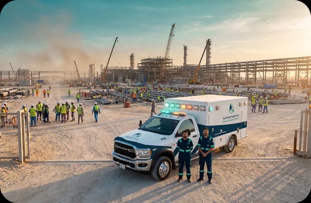 Ambulance at construction site